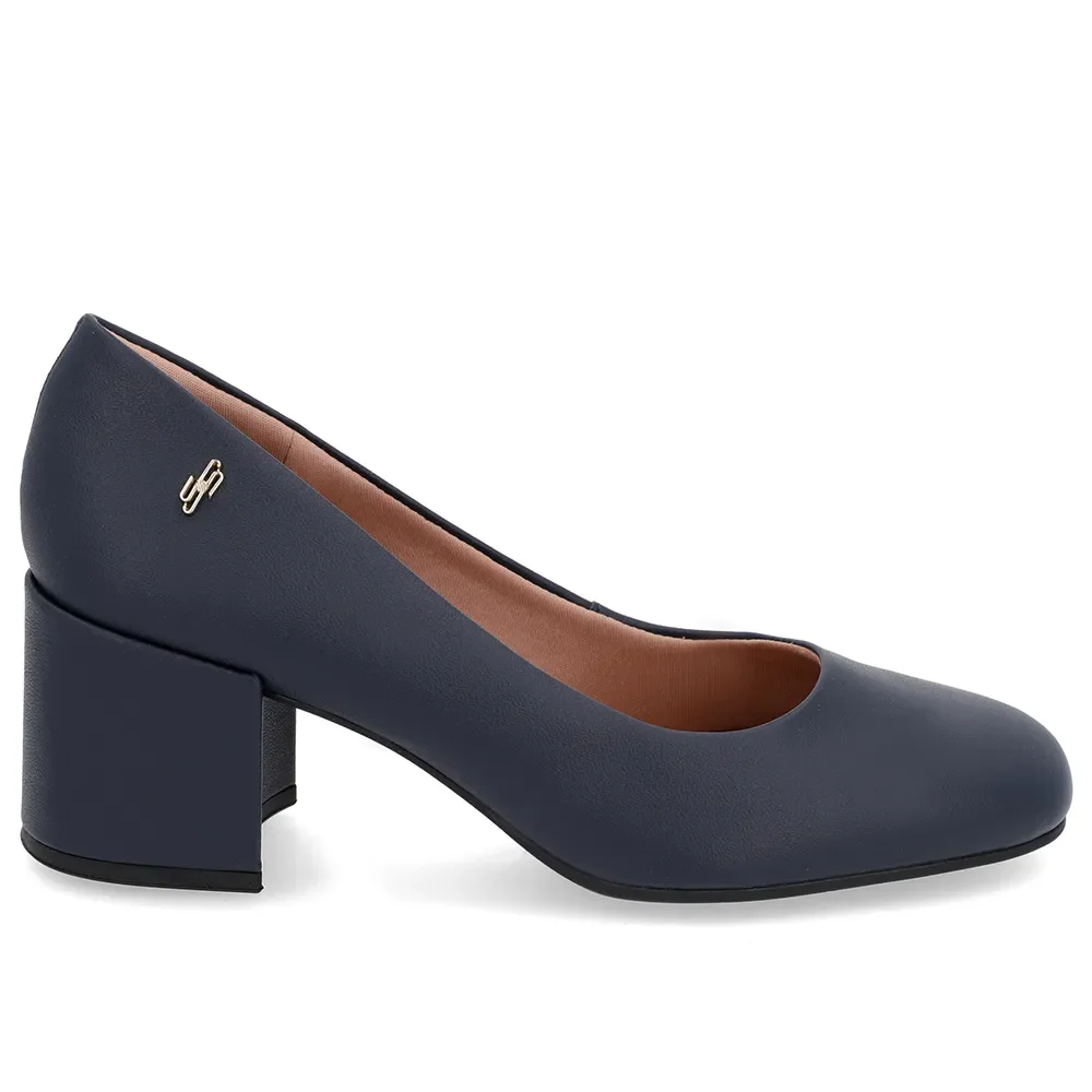 Scarpin Básico Couro Azul Bico Quadrado — imagem 1