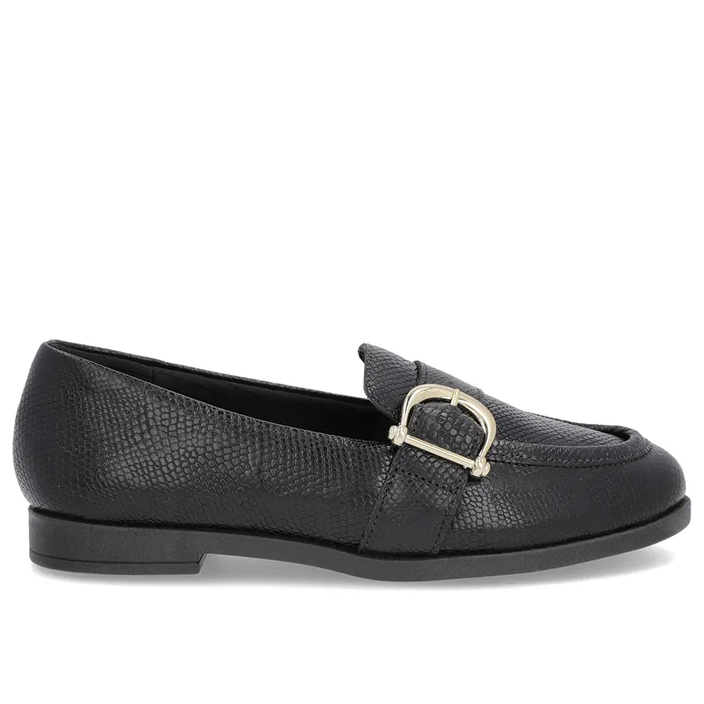 Mocassim Preto Couro Textura Bridão — imagem 1