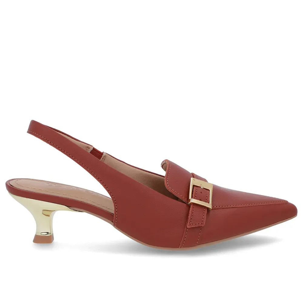 Slingback Marrom Tira Calcanhar Couro — imagem 1