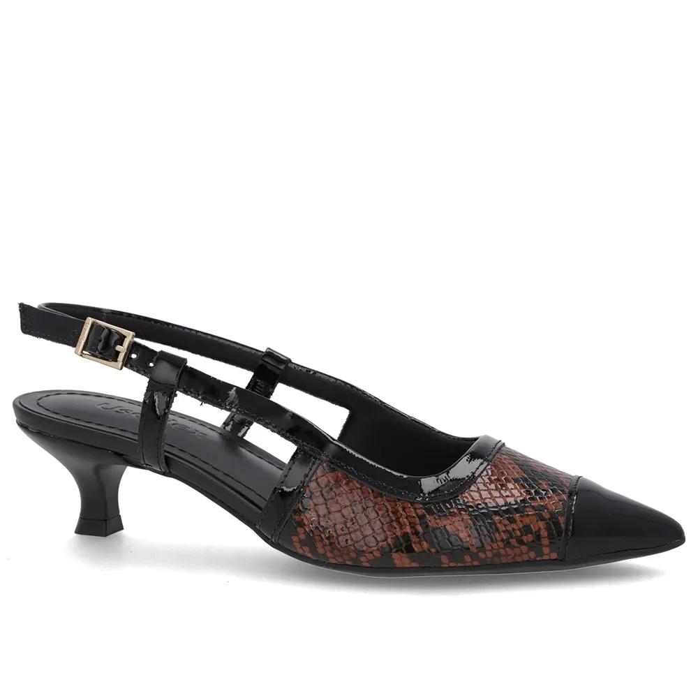 Slingback Animal Print Salto Kitten Couro — imagem 1