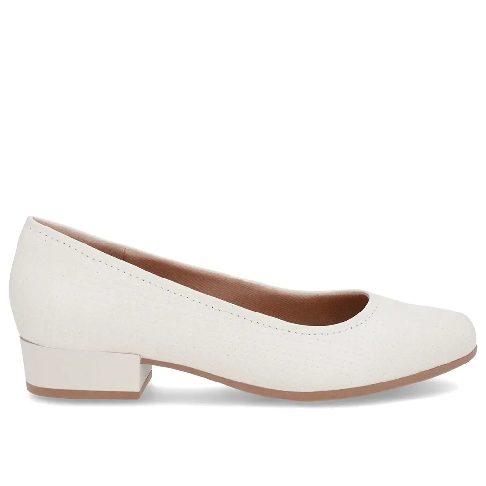Scarpin Branco Marfim Couro Bico Redondo — imagem 1