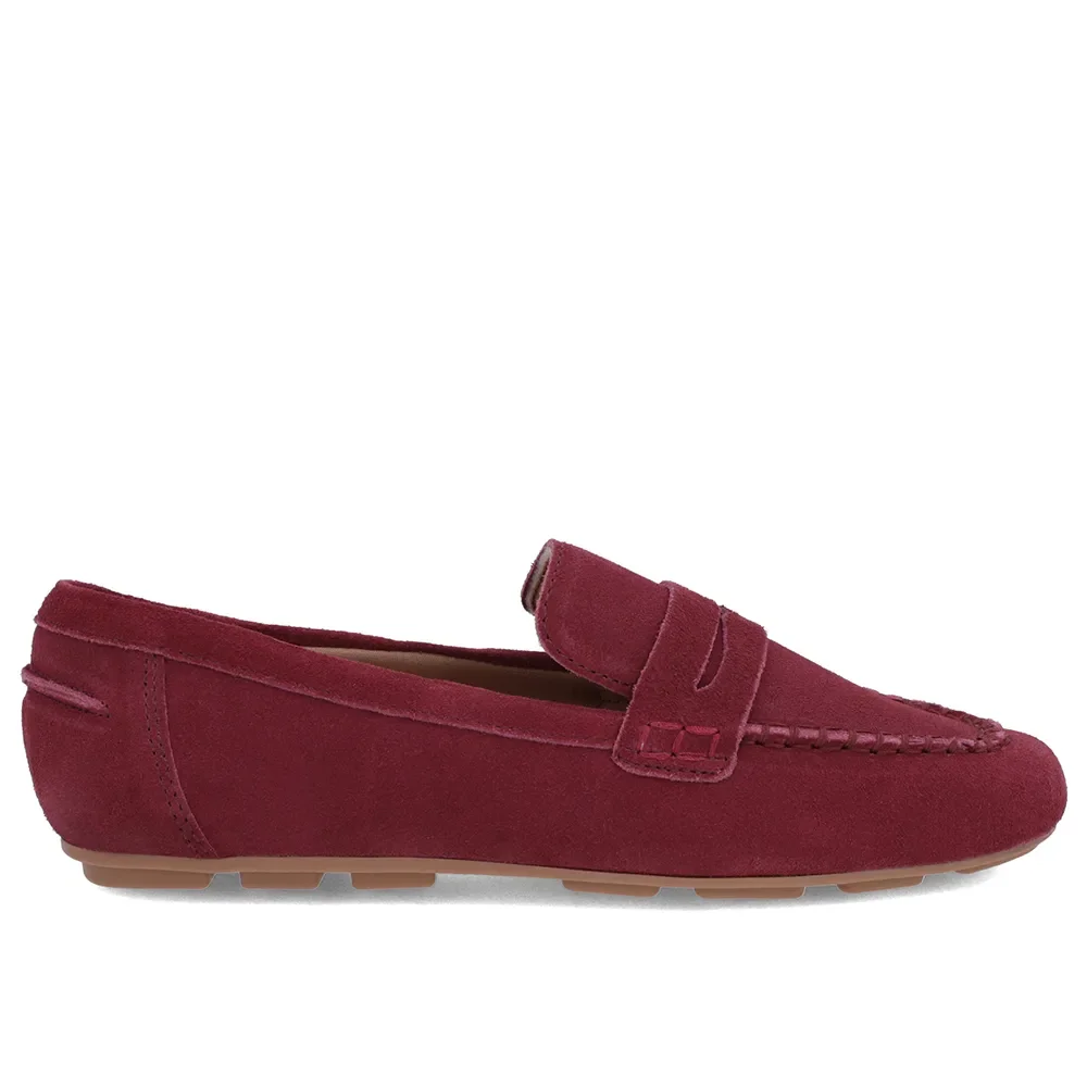 Loafer Vermelho Couro Camurça Costuras — imagem 1