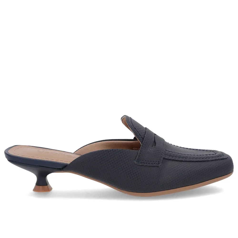 Mule Azul Couro Salto Kitten — imagem 1