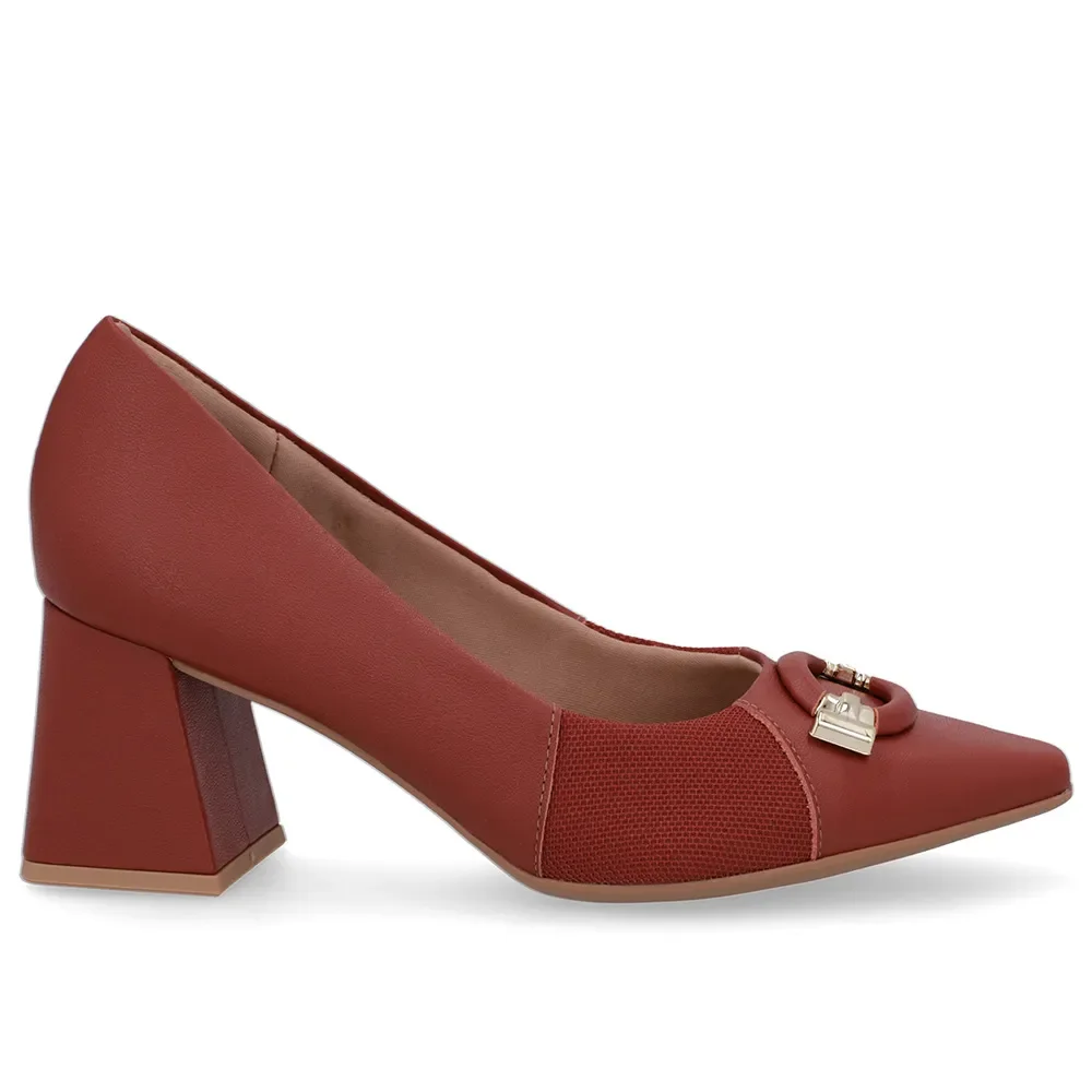 Scarpin Marrom Terracota Couro Liso — imagem 1