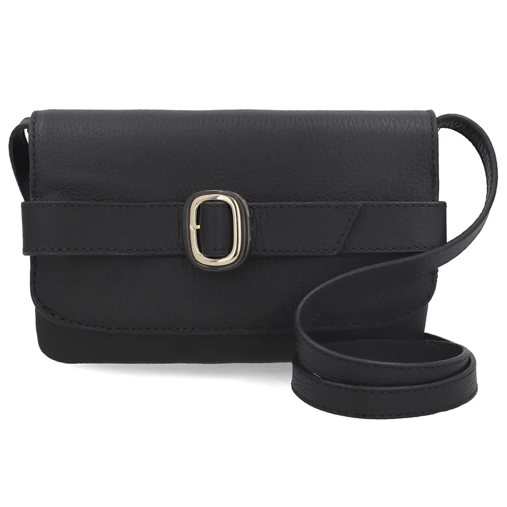 Bolsa Tiracolo Couro Preta — imagem 1