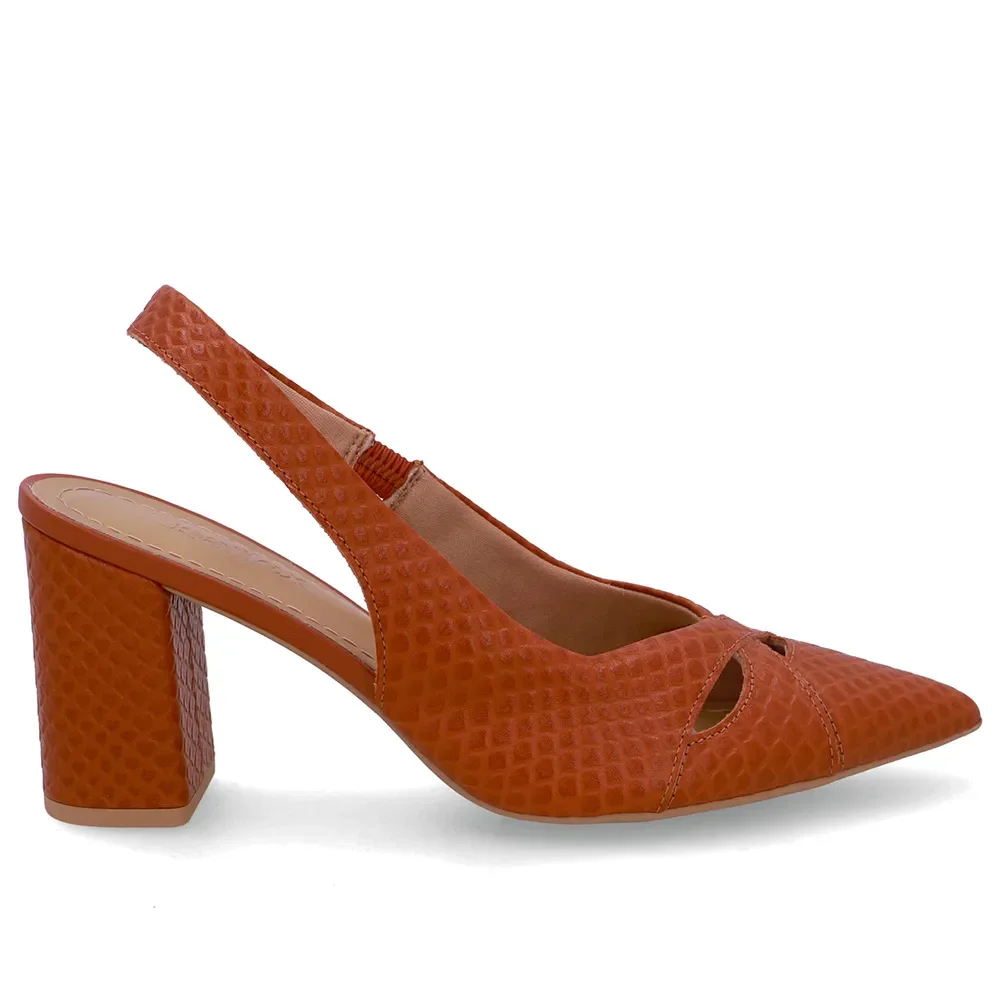 Slingback Marrom Couro Bico Fino — imagem 1