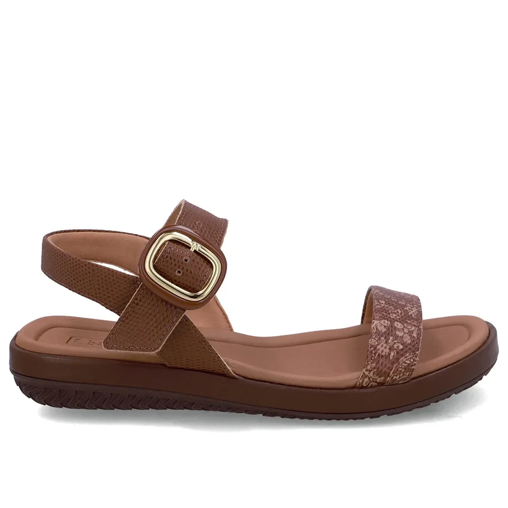 Sandália Salto Baixo Couro Marrom Boho — imagem 1