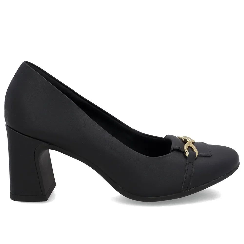 Scarpin Couro Preto Bloco Detalhe Nó — imagem 1