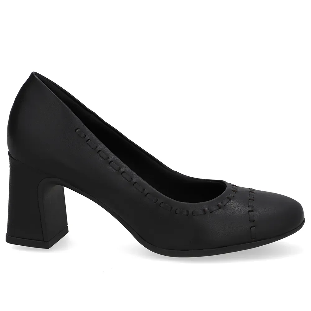 Scarpin Couro Preto Pesponto — imagem 1