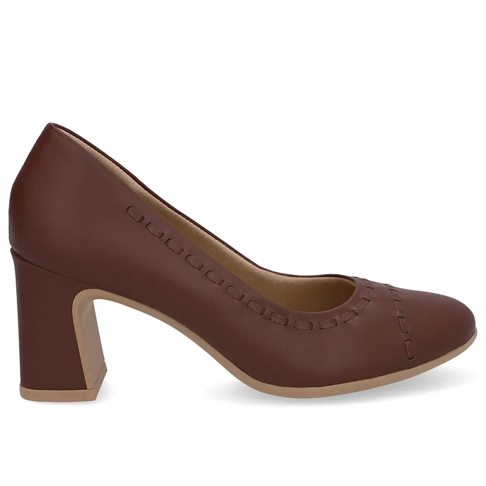 Scarpin Couro Vermelho Pesponto — imagem 1