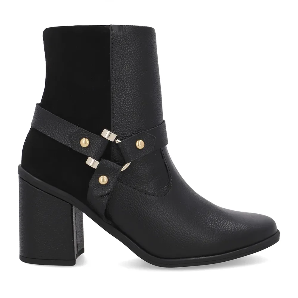 Bota Couro Preta Detalhe Nobuck — imagem 1