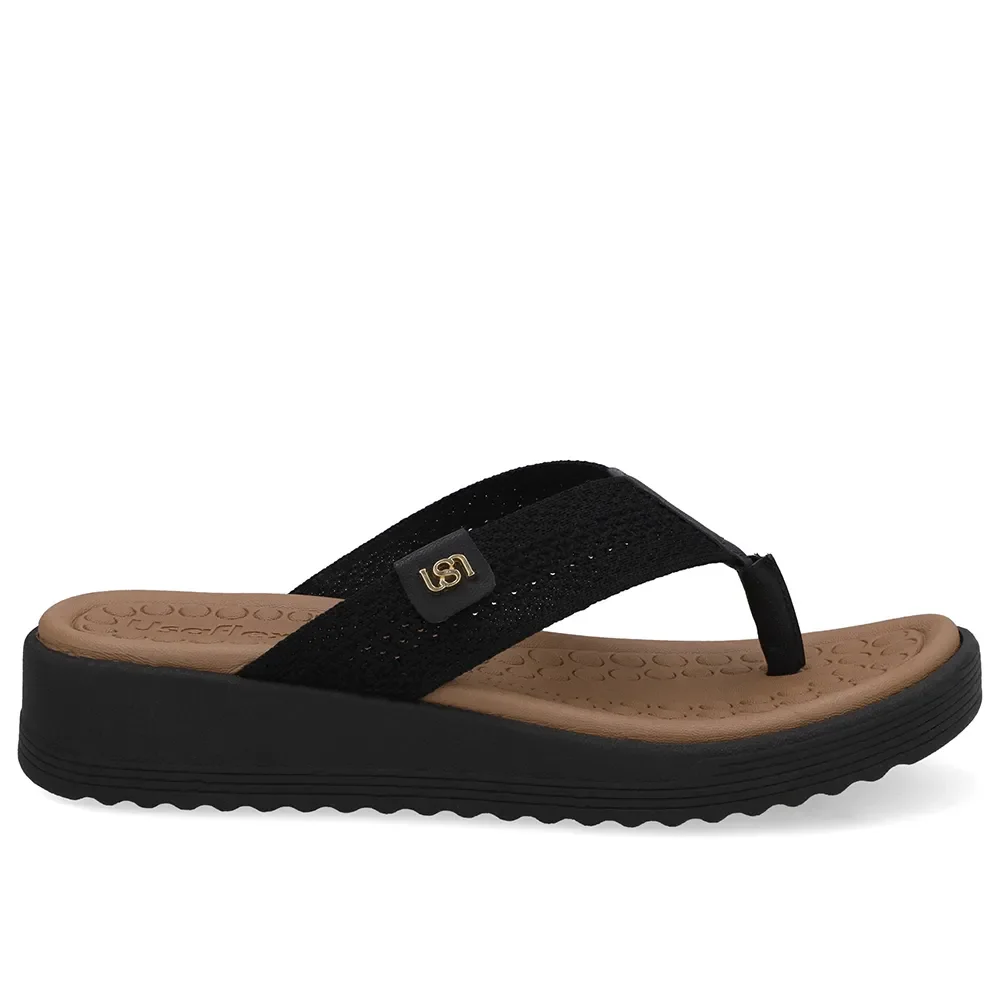 Chinelo Salto Plataforma Tricot Preto — imagem 1