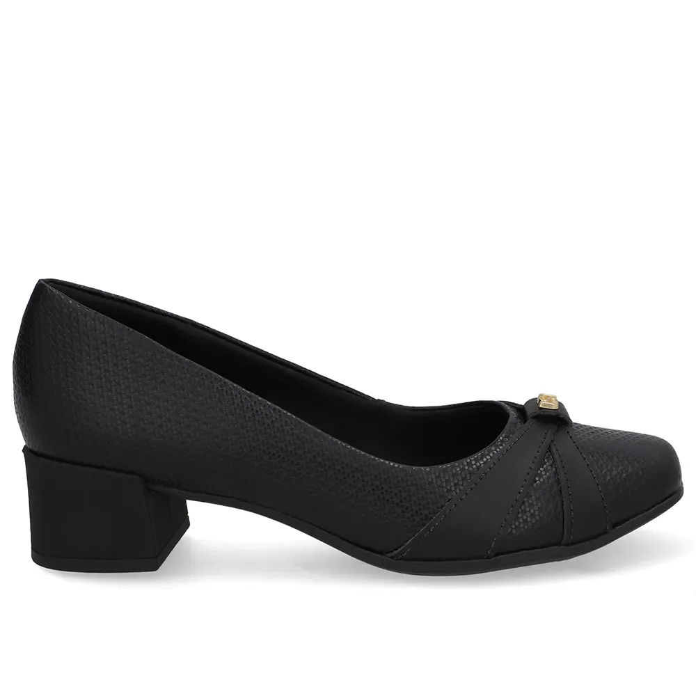 Scarpin Couro Preto Salto Bloco — imagem 1