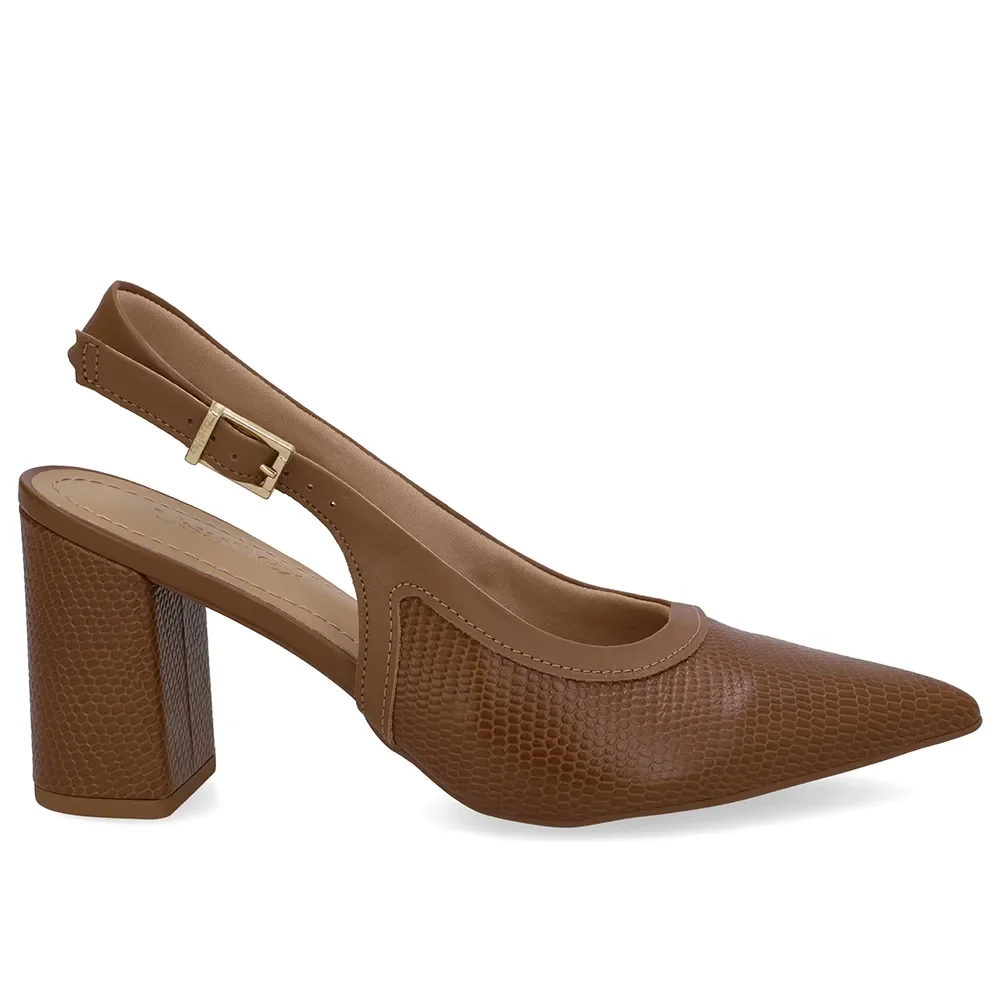 Slingback Marrom Couro Bico Fino — imagem 1