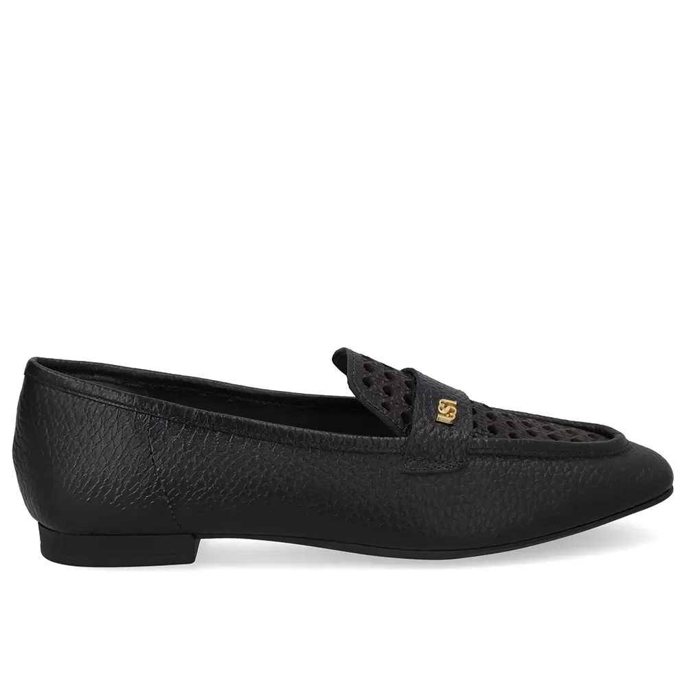 Loafer Couro Preto Recortes Laser — imagem 1