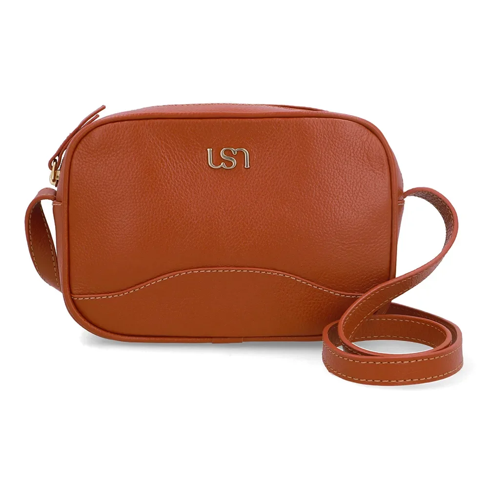Bolsa Tiracolo Couro Marrom Recorte — imagem 1