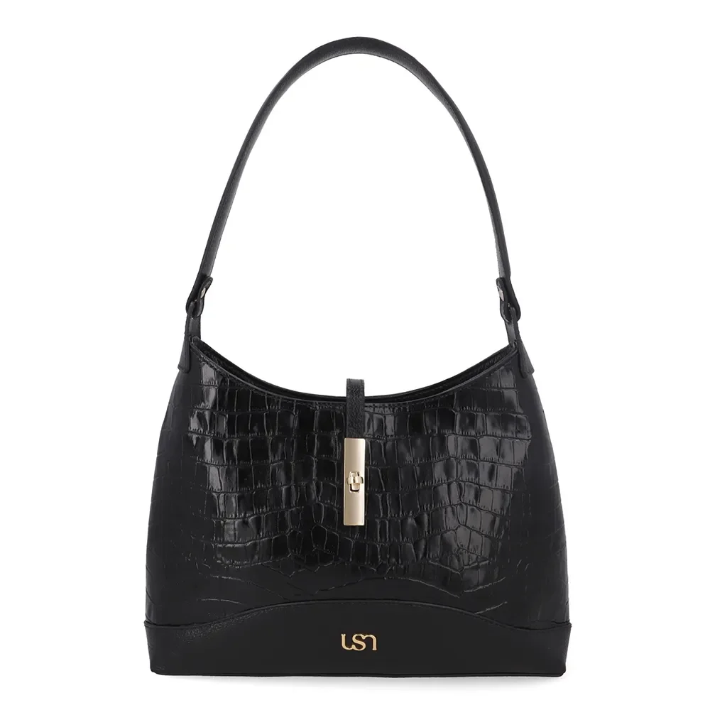 Bolsa Tote Couro Croco Preto — imagem 1