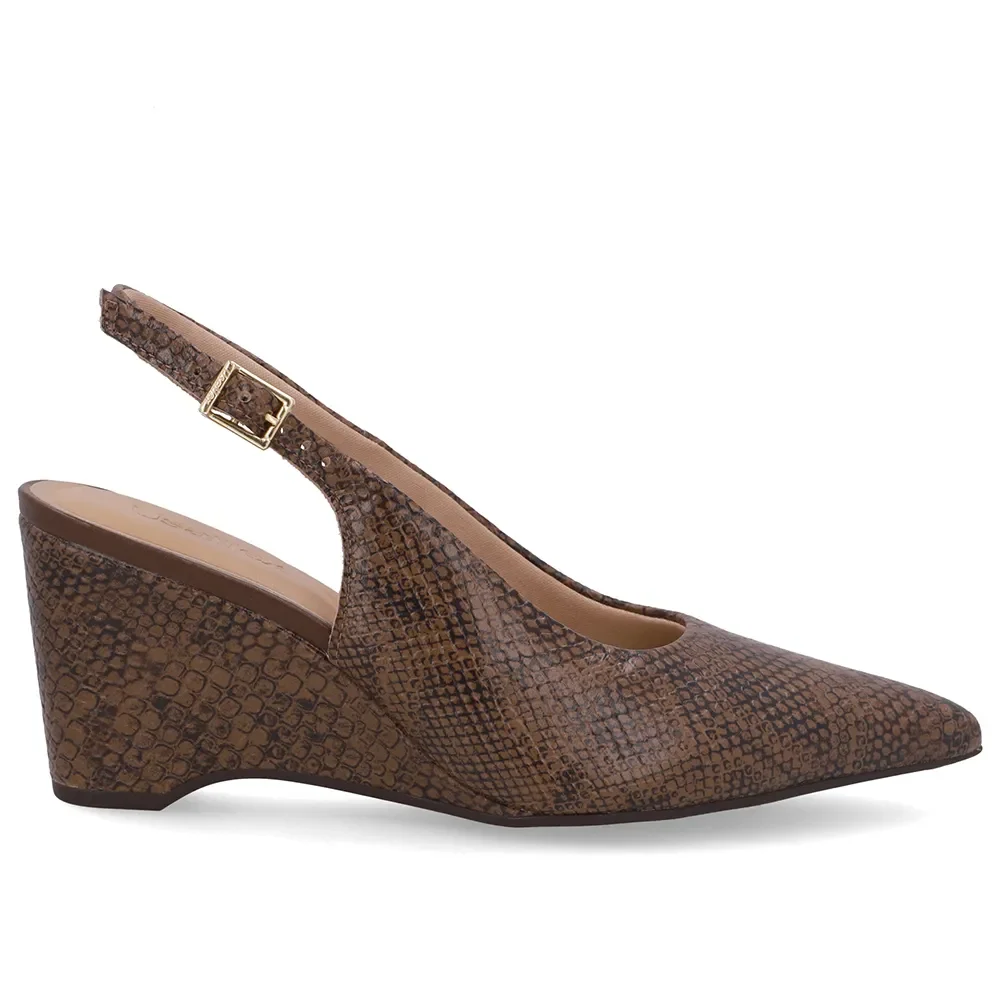 Slingback Marrom Couro Salto Anabela — imagem 1