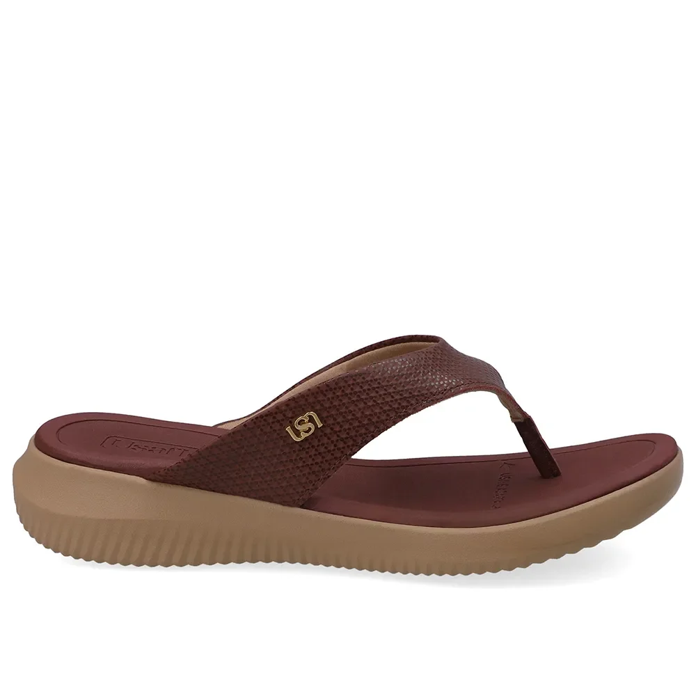Chinelo Bico Redondo Couro Vermelho — imagem 1