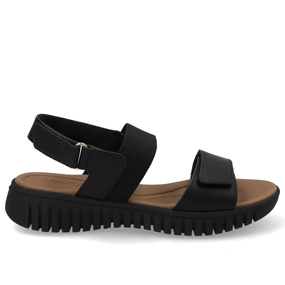Sandália Plataforma Couro Preta Fecho-Flex — imagem 1