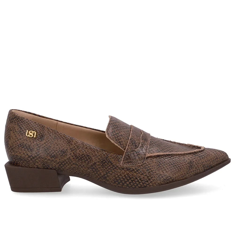 Loafer Couro Marrom Bico Fino — imagem 1