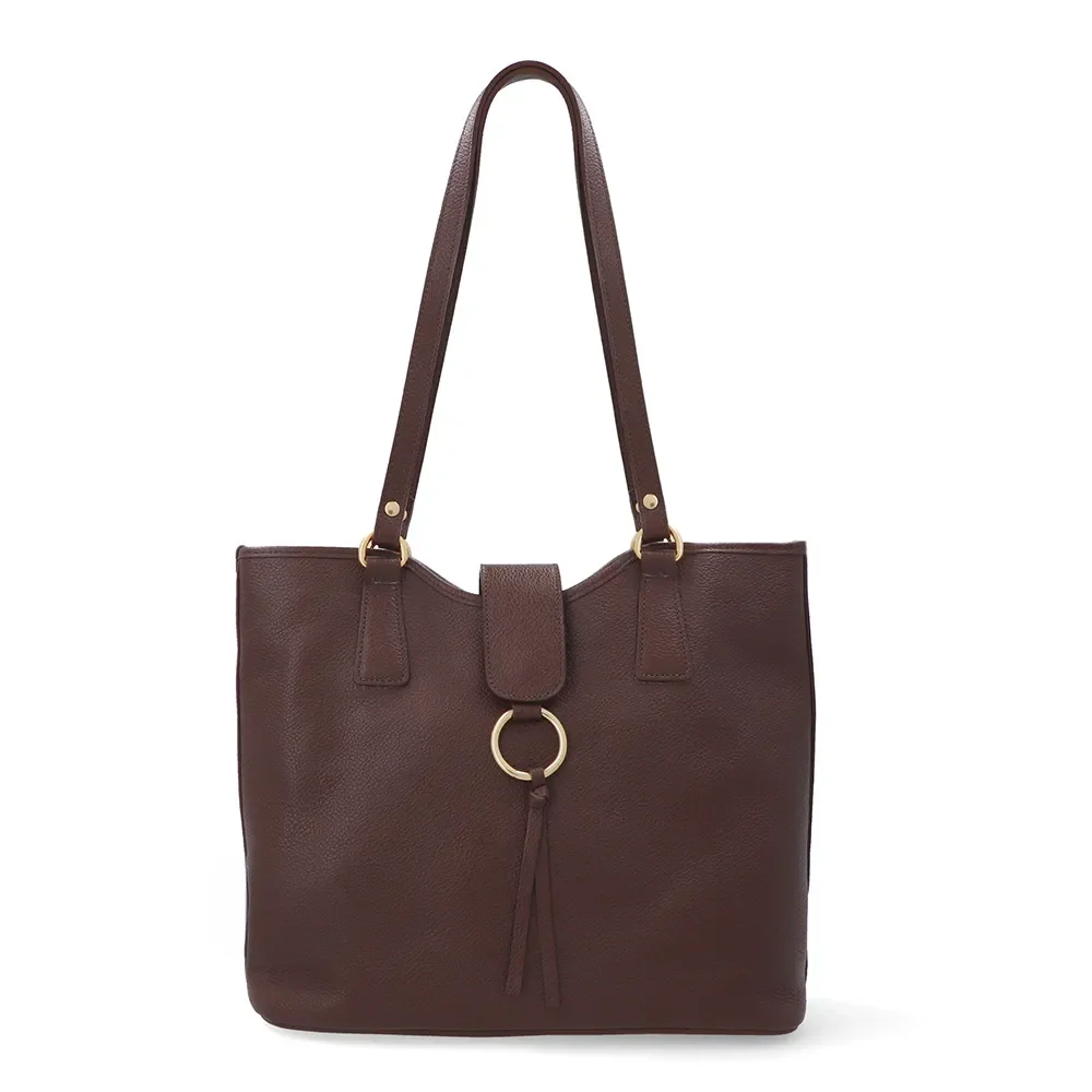 Bolsa Shopper Couro Marrom Detalhe Pingente — imagem 1