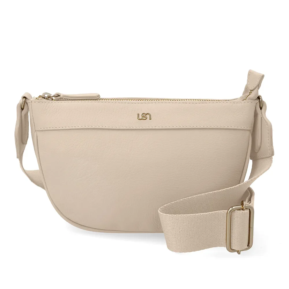 Bolsa Tiracolo Couro Bege — imagem 1