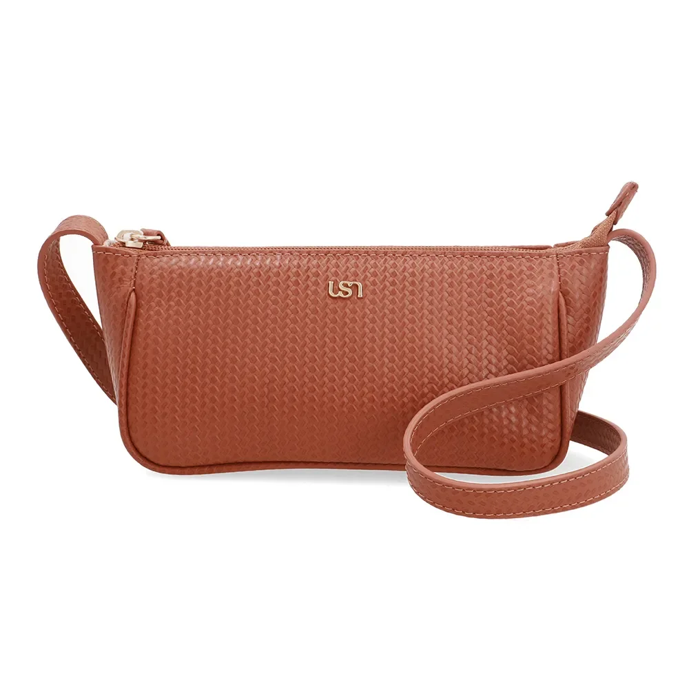 Bolsa Tiracolo Couro Tressê Marrom — imagem 1
