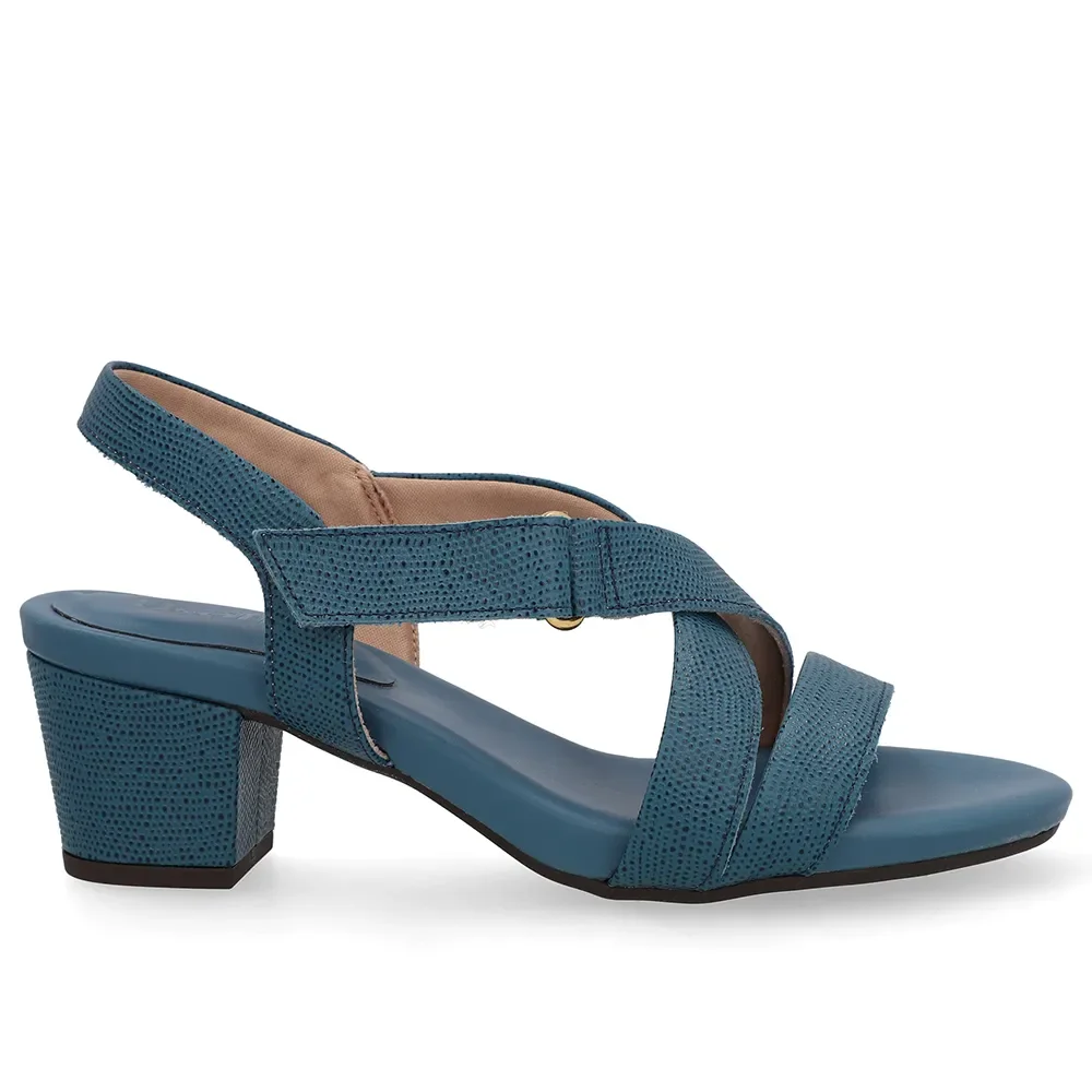 Sandália Tiras Couro Azul Fecho-Flex — imagem 1