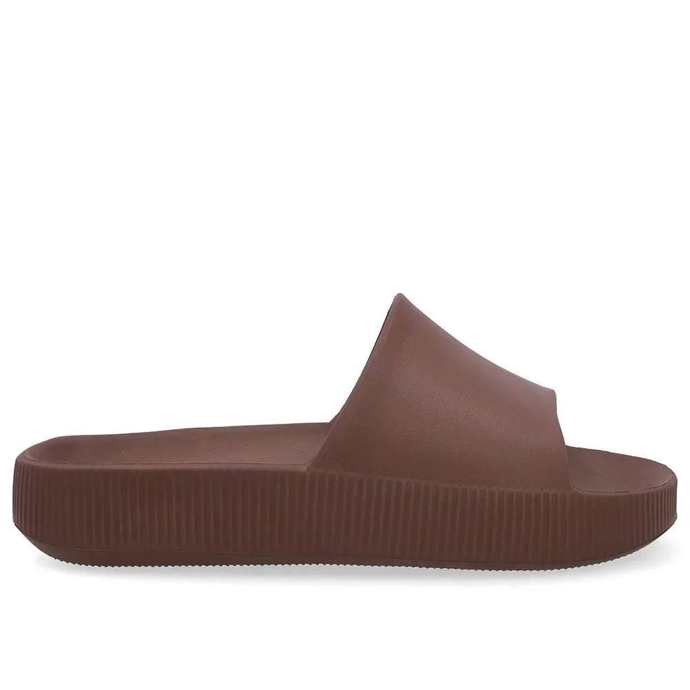 Chinelo Slide Marrom Poofy Salto Plataforma Eva — imagem 1