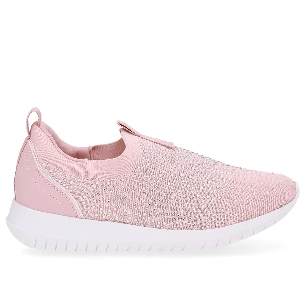 Tênis Slip On Tricot Rosa Strass — imagem 1