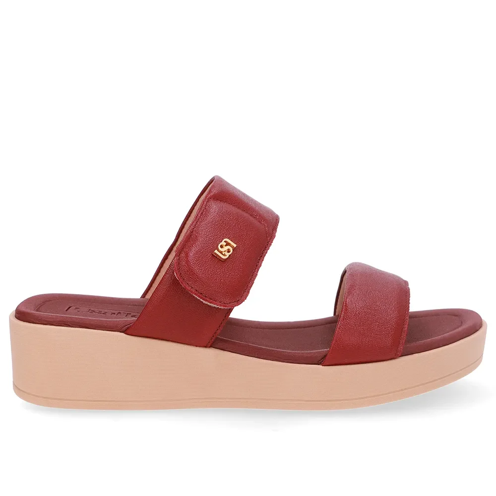 Tamanco Plataforma Couro Vermelho Fecho-Flex — imagem 1