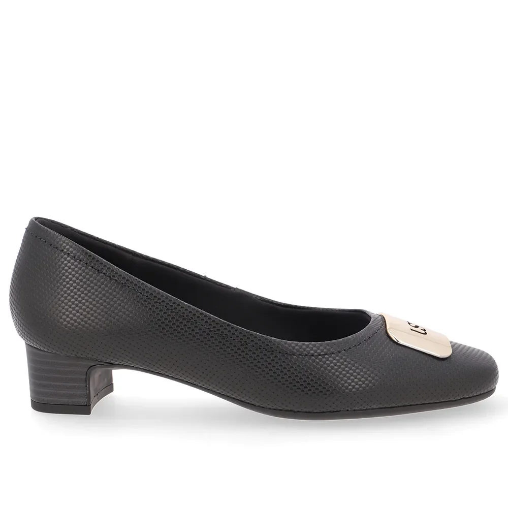 Scarpin Couro Preto Bico Quadrado — imagem 1