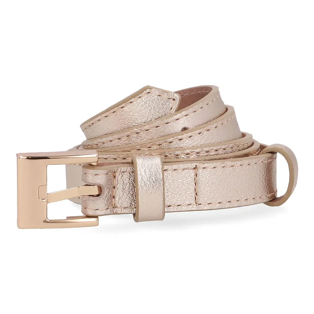 Cinto Couro Metalizado Dourado Fivela Quadrada — imagem 1