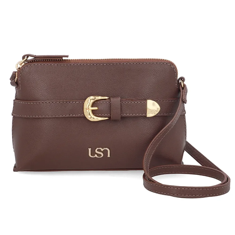 Bolsa Tiracolo Couro Marrom Fivela — imagem 1