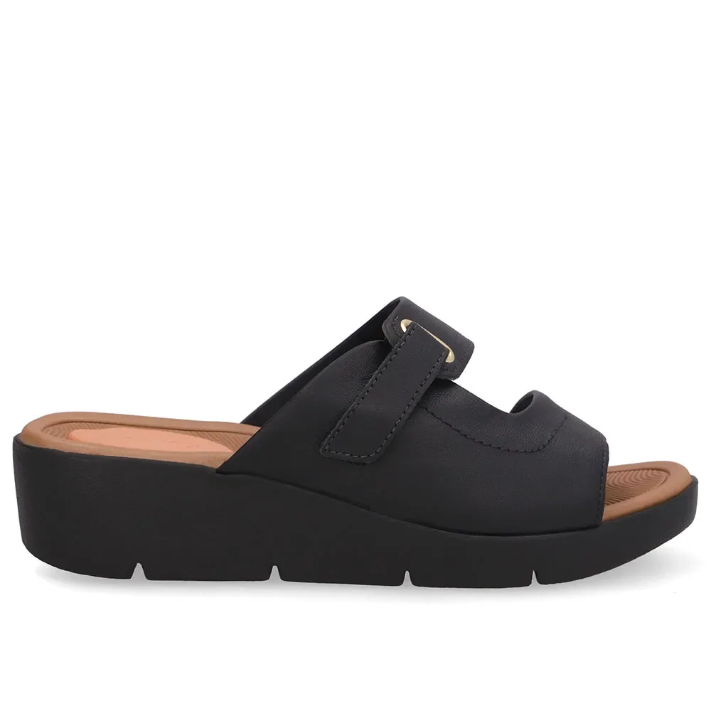 Tamanco Salto Plataforma Couro Preto Fecho-Flex — imagem 1