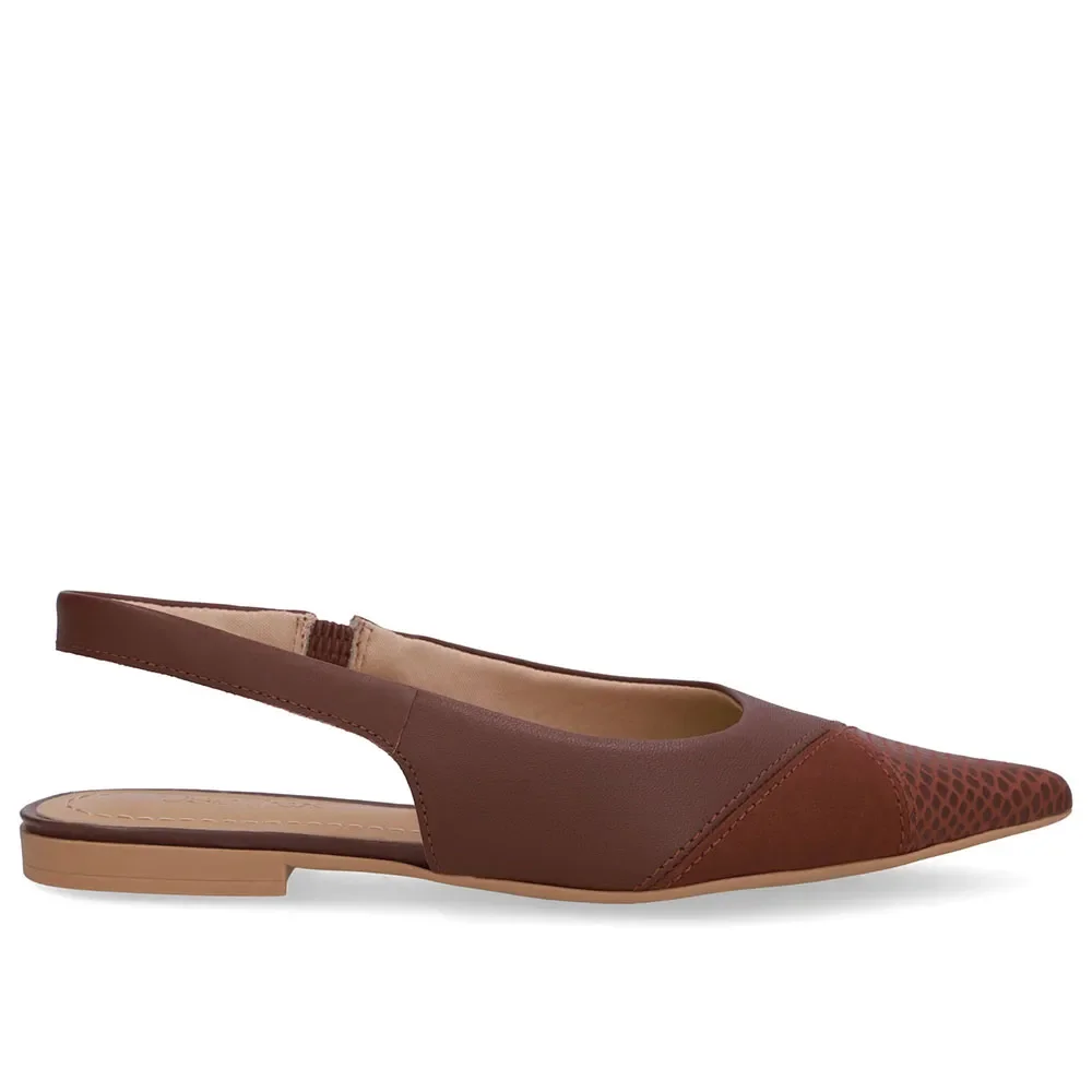 Slingback Vermelho Bico Fino Couro — imagem 1