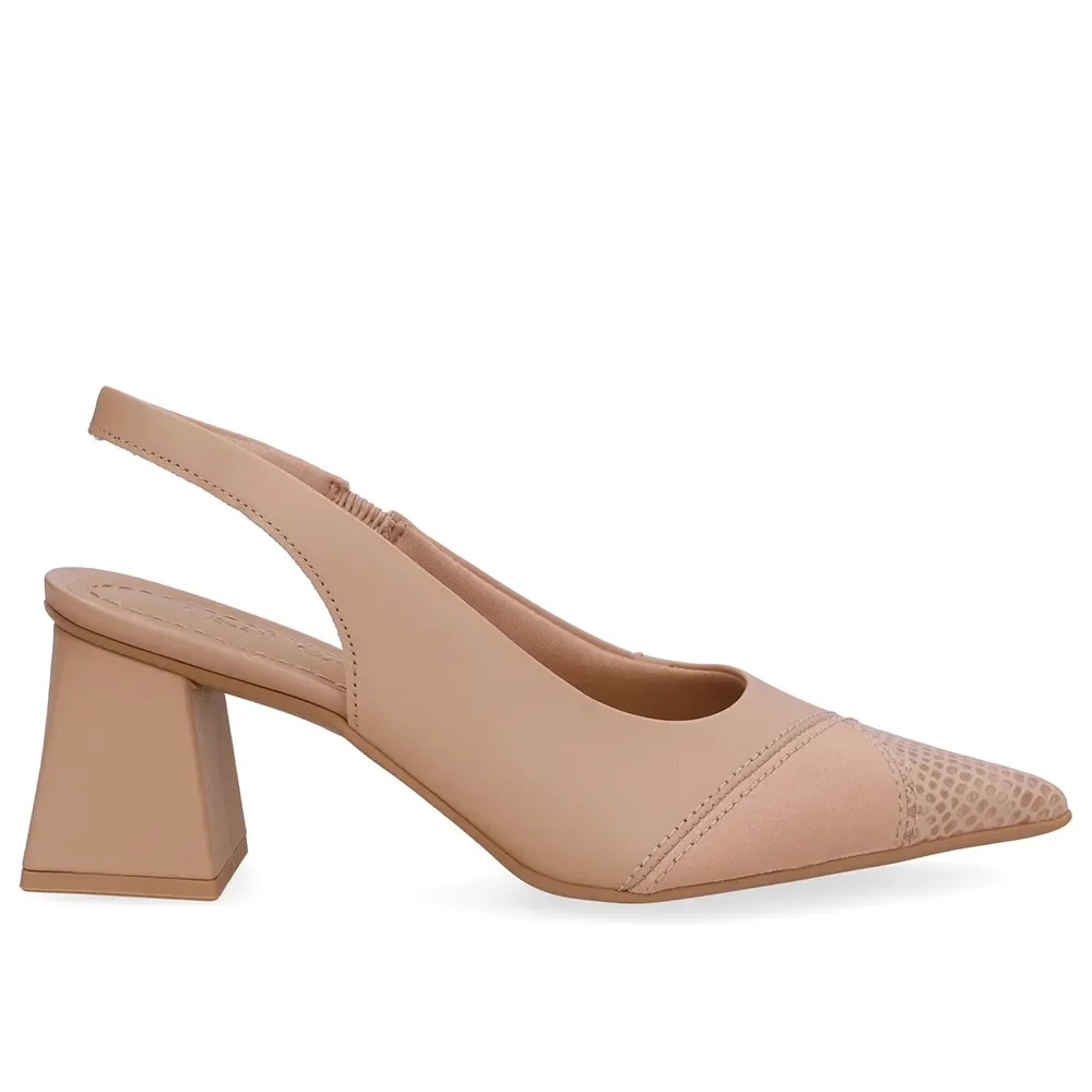 Slingback Bege Bico Fino Couro — imagem 1