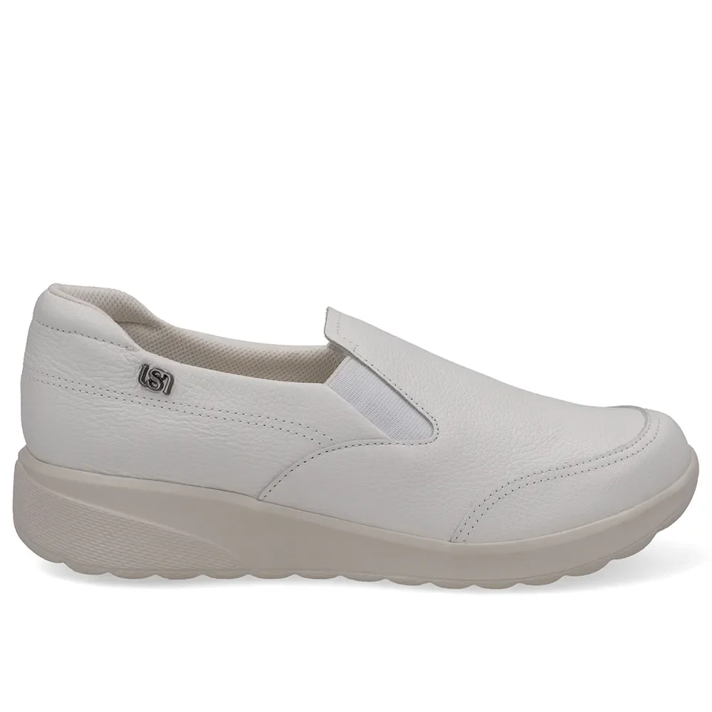 Tênis Casual Slip On Em Couro Branco — imagem 1
