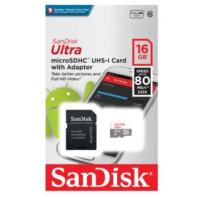 Cartão Memória 16 GB Sandisk Ultra SDSQUNS-016G-GN3MA