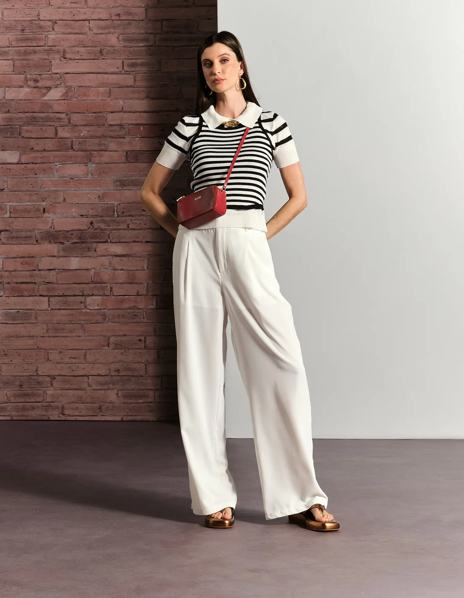 Calça Reta Alfaiataria - Off White — imagem 1