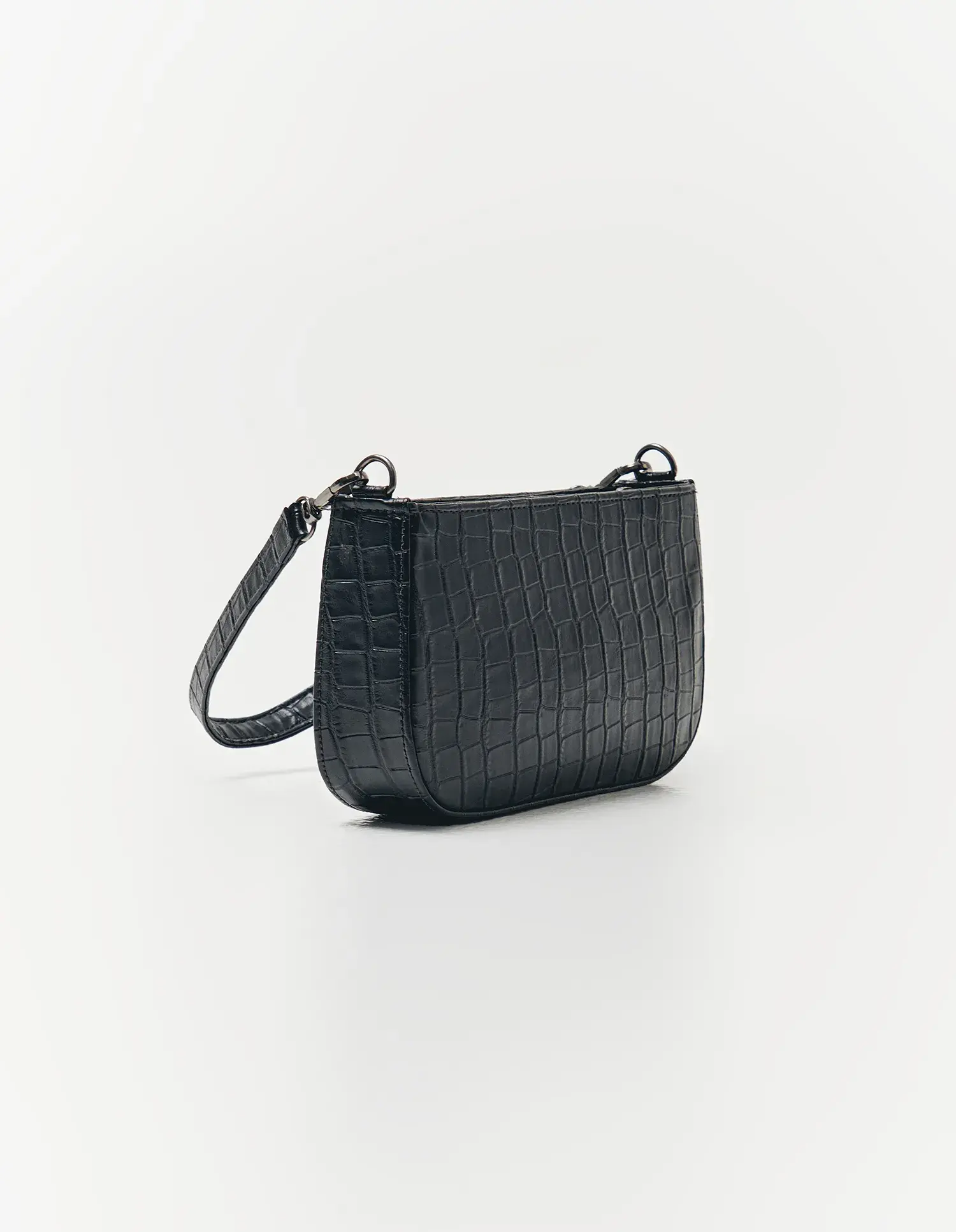 Bolsa Croco Alça Dupla - Preto