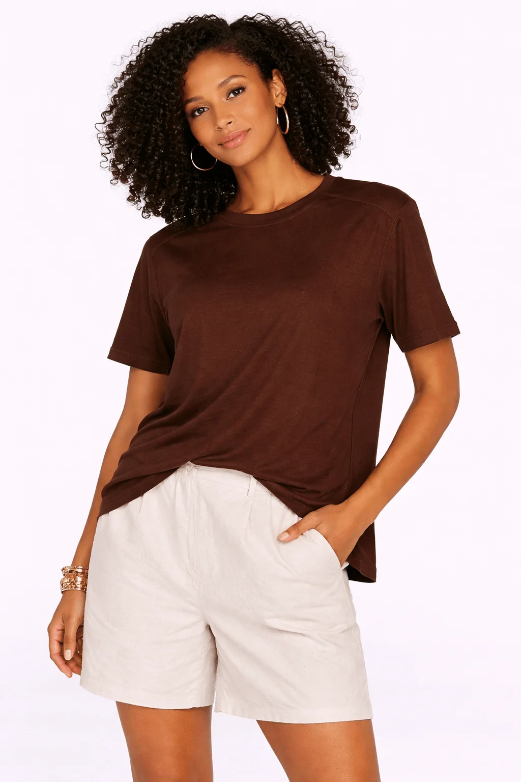 Blusa Malha Canelada Detalhe Recortes - Marrom