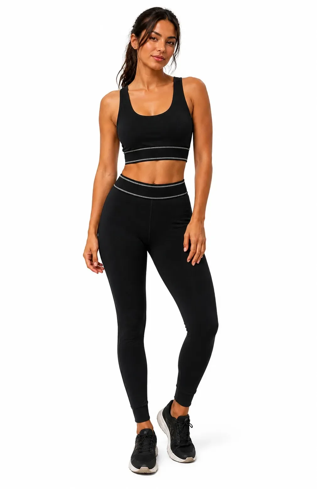 Legging Recortes Cós Elástico - Preto