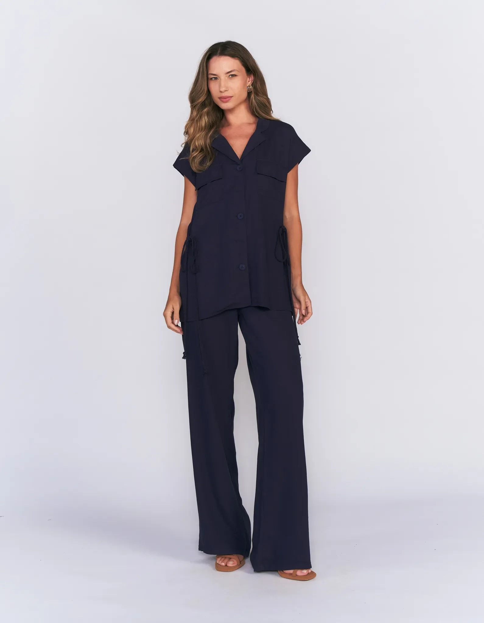 Calça Pantalona - Azul Marinho — imagem 1