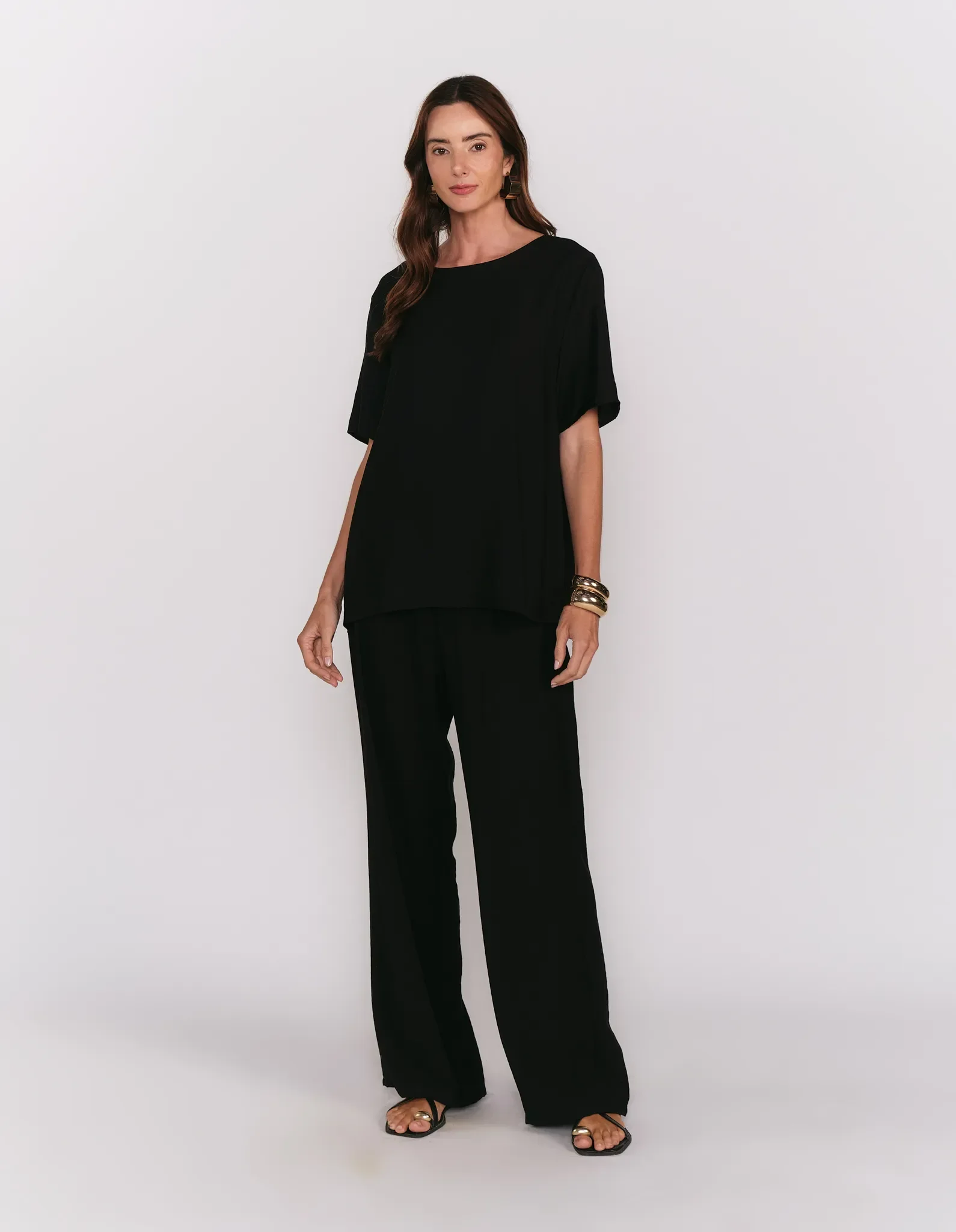 Blusa Manga Curta Ampla - Preto — imagem 1