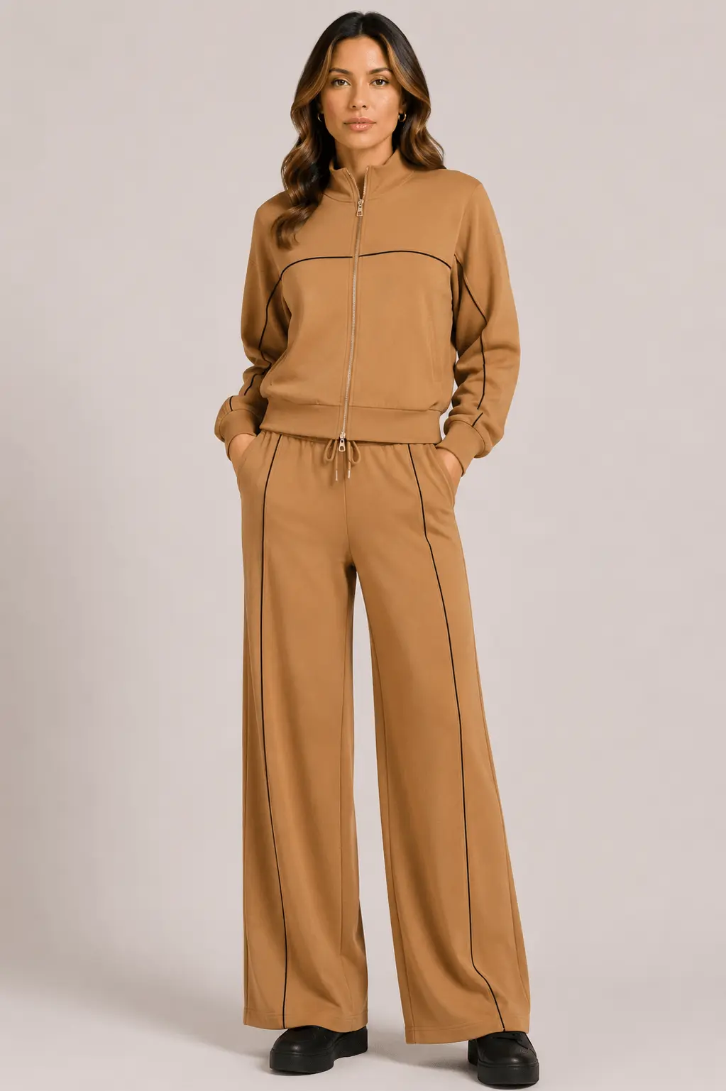 Casaco Comfy Detalhe Friso - Caramelo