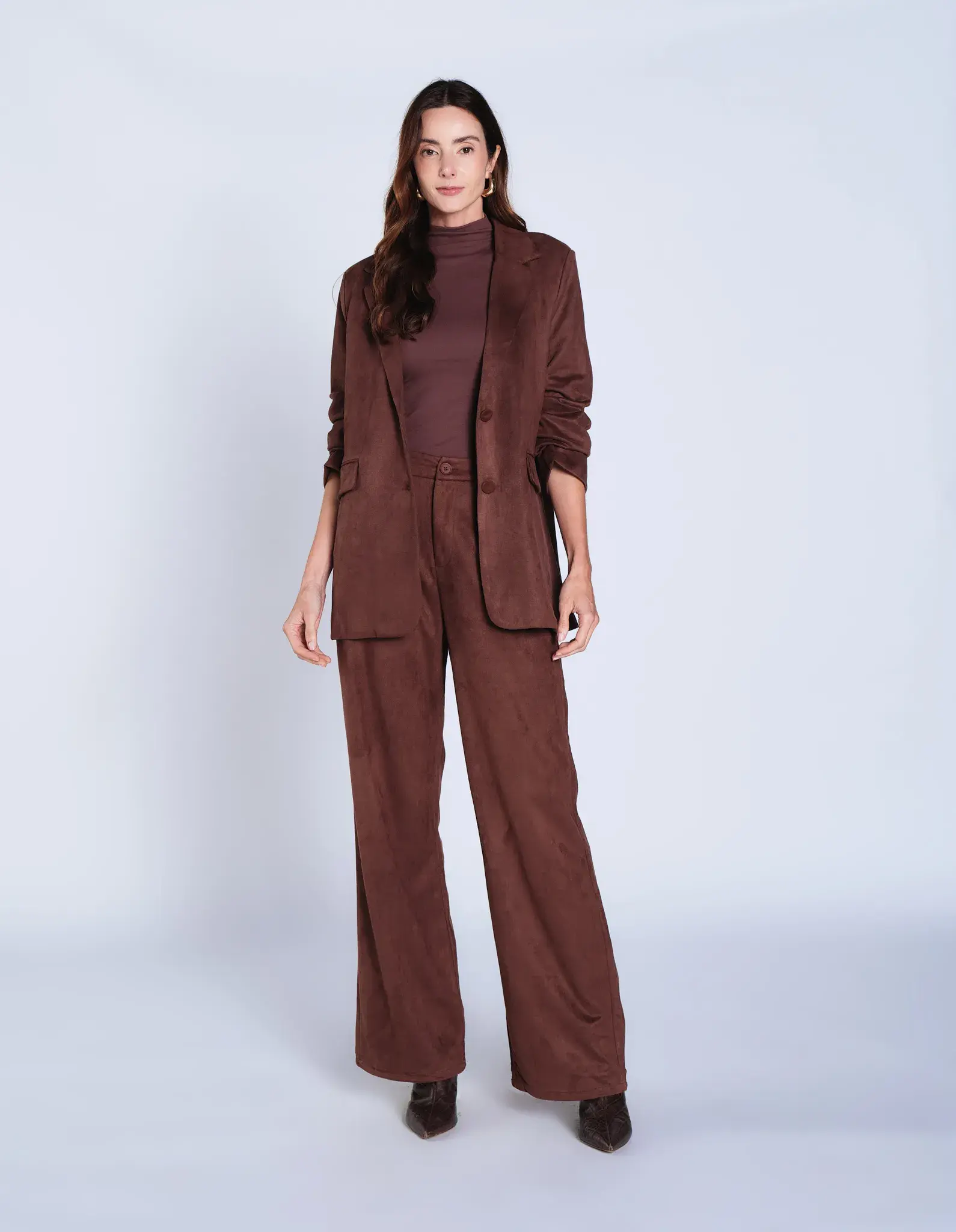 Blazer Alongado Bolsos - Cafe