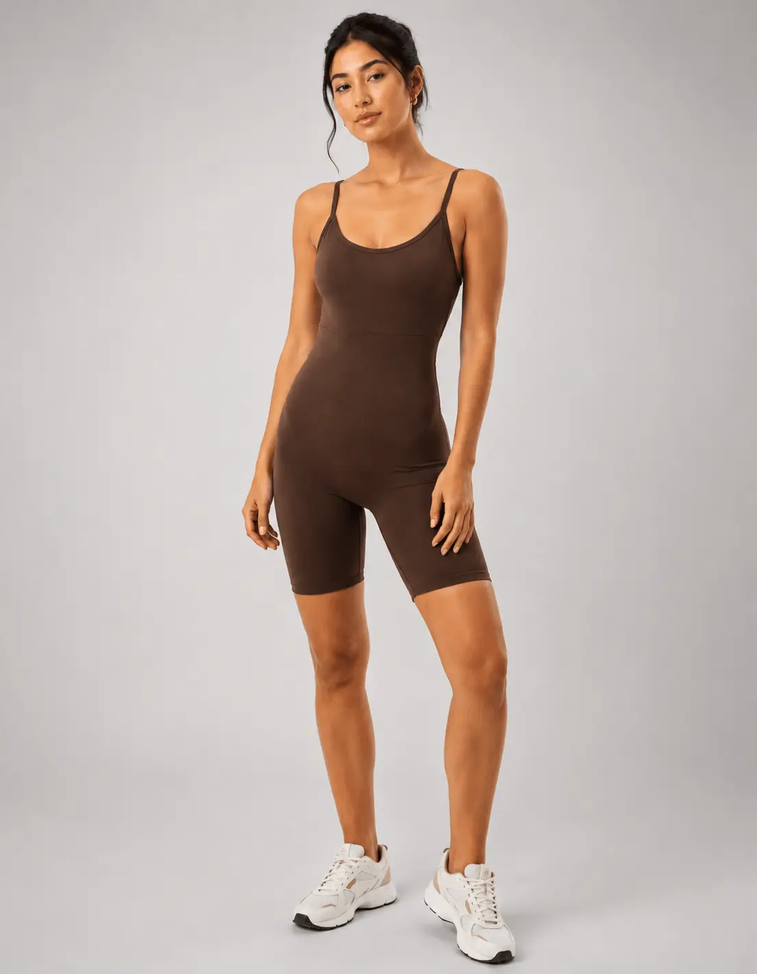 Macaquinho Alças Fitness Seamless - Marrom