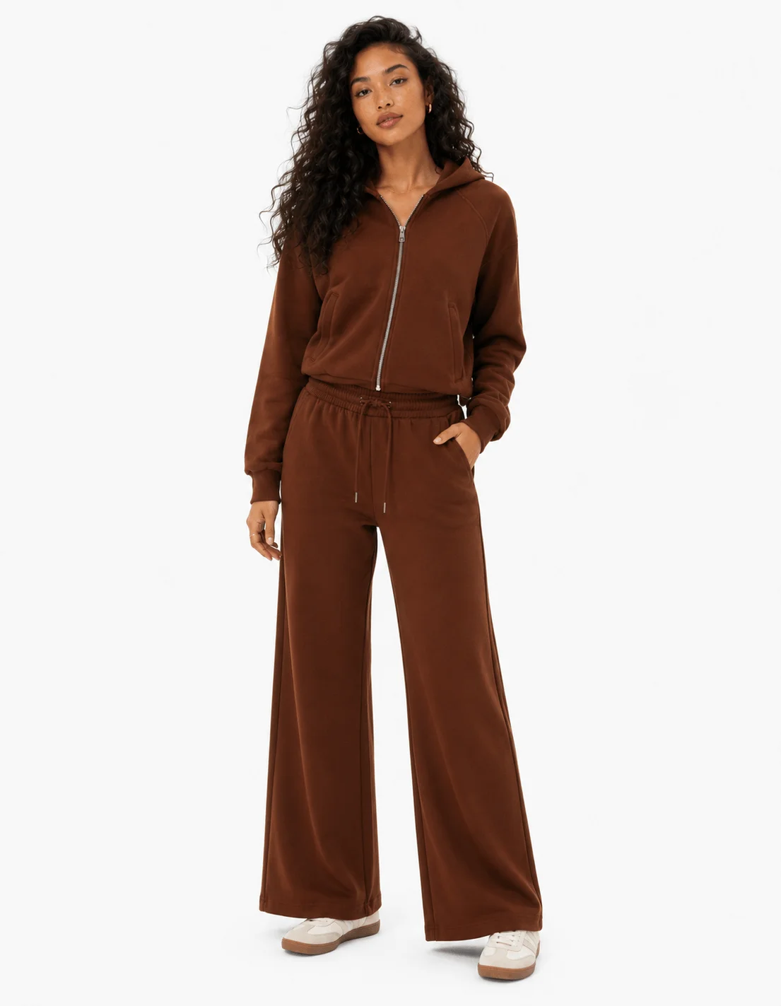 Calça Pantalona Neoprene Recortes - Marrom — imagem 1
